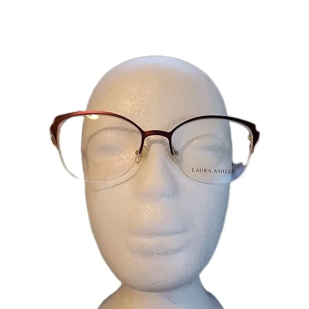 Laura Ashley Ivey Eyeglass Frame 53-15 140 Burgandy Semi Rimless Womens Metal